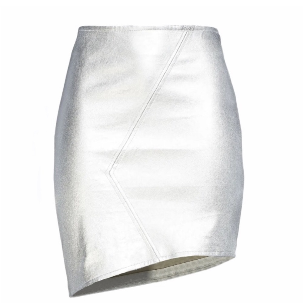 ba&sh Metallic Silver Mini Skirt